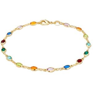 Barzel 18K Gold Multicolor Anklet